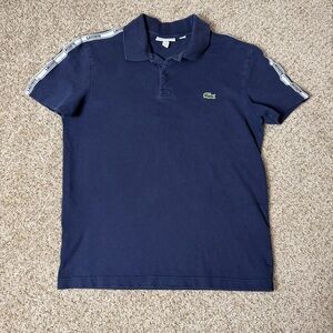 Lacoste Navy Polo w/ Logo Tape Sleeves Size 5 (Fits M)